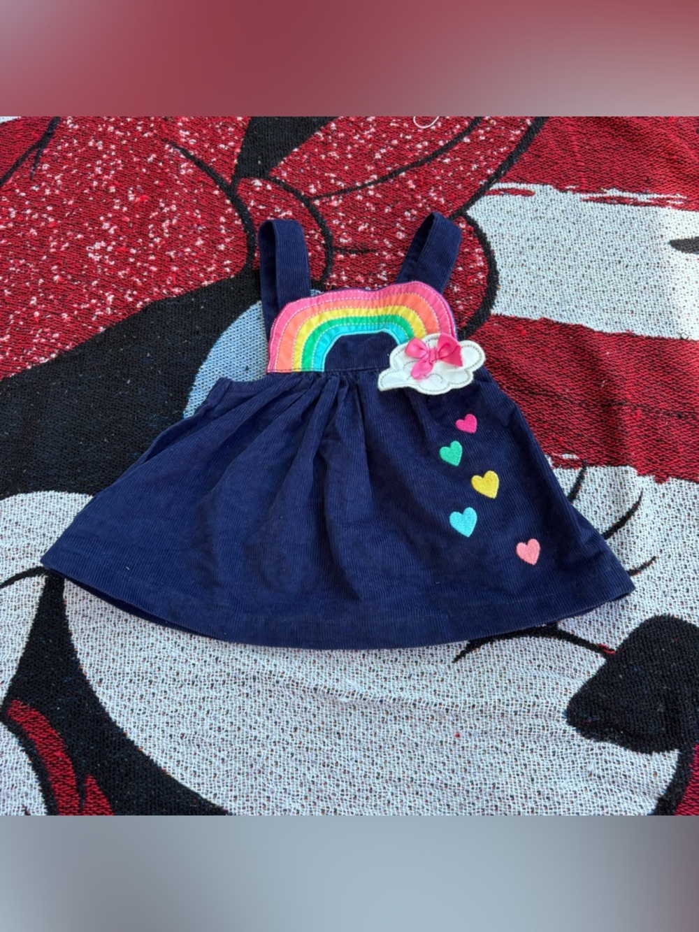 NANETTE BABY BLUE RAINBOW CLOUD OVERALL DRESS SIZE 3/6 MONTHS